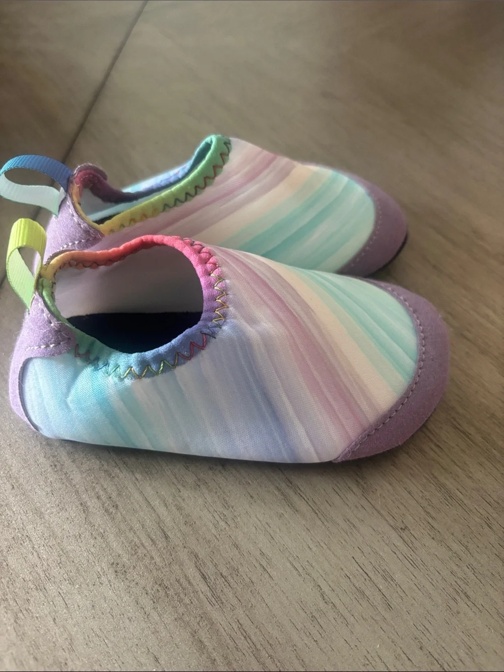 Kids Pastel Rainbow Slip-On Water Shoes - Purple Trim